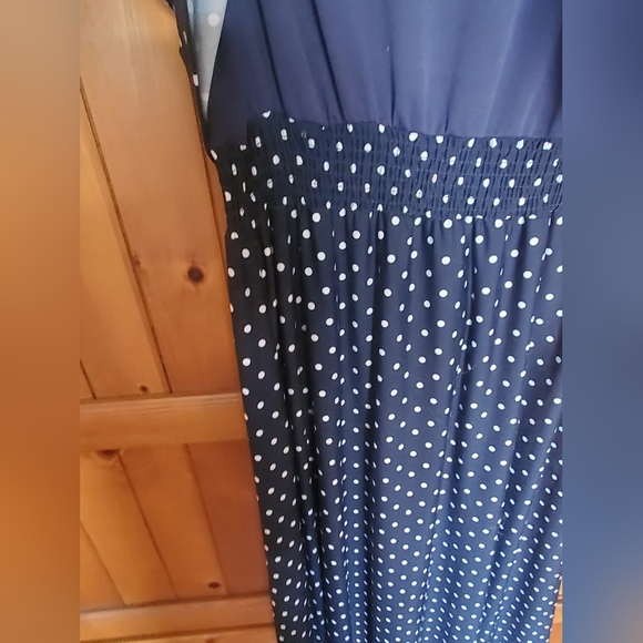 Robert Louis Navy Polka Dot ๐ Dress Large - Picture 3 of 4